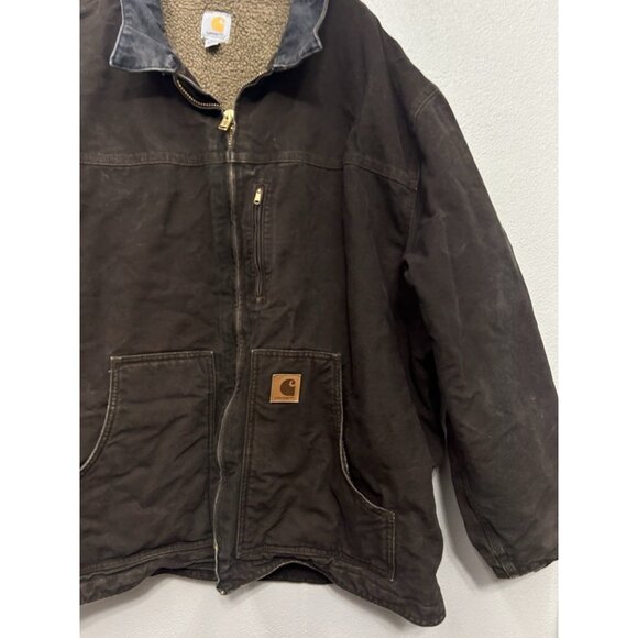 Carhartt C61 DKB Sherpa-Lined Work Coat Jacket Men’s 4XL Dark Brown Duck Chore - Picture 3 of 15